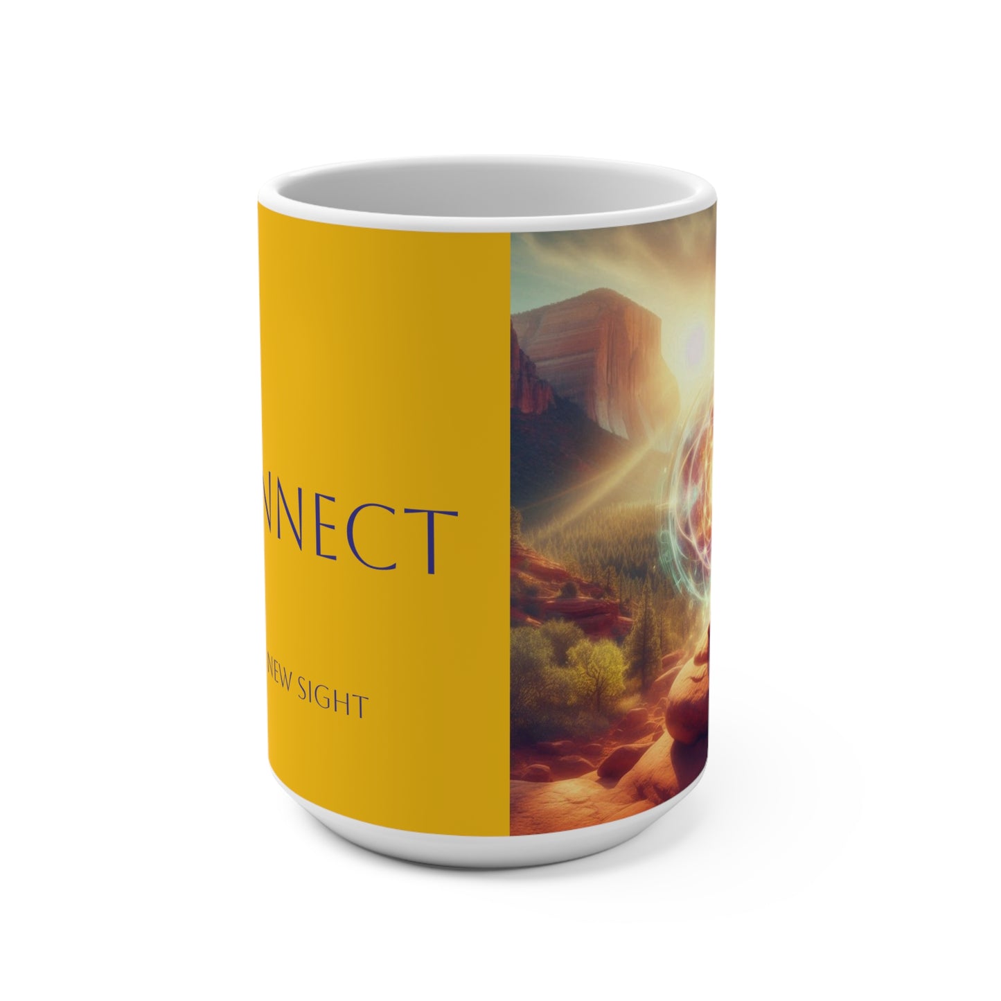 SpiritualEyes Vortex Yellow Landscape Mug 15oz - Meditation & Nature Theme