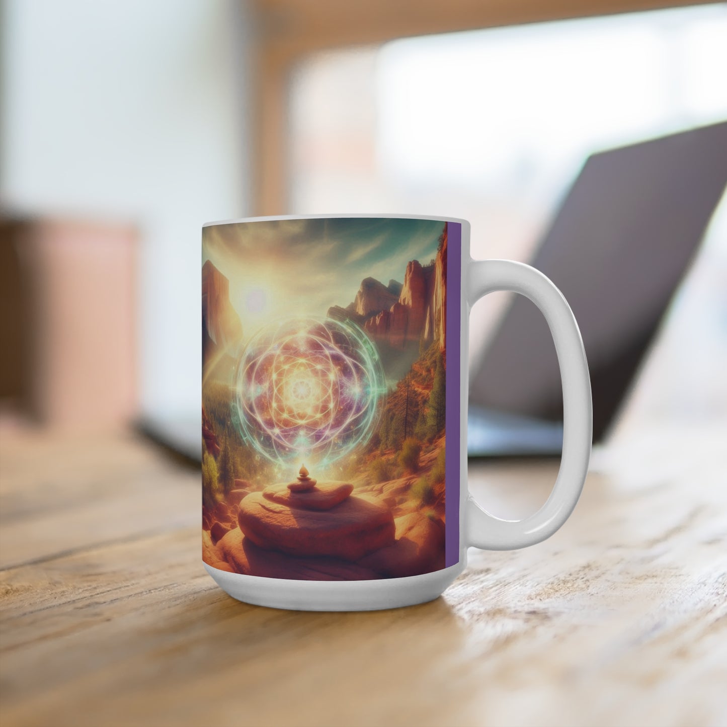 SpiritualEyes Vortex Landscape Purple Mug 15oz - Meditation & Nature Theme